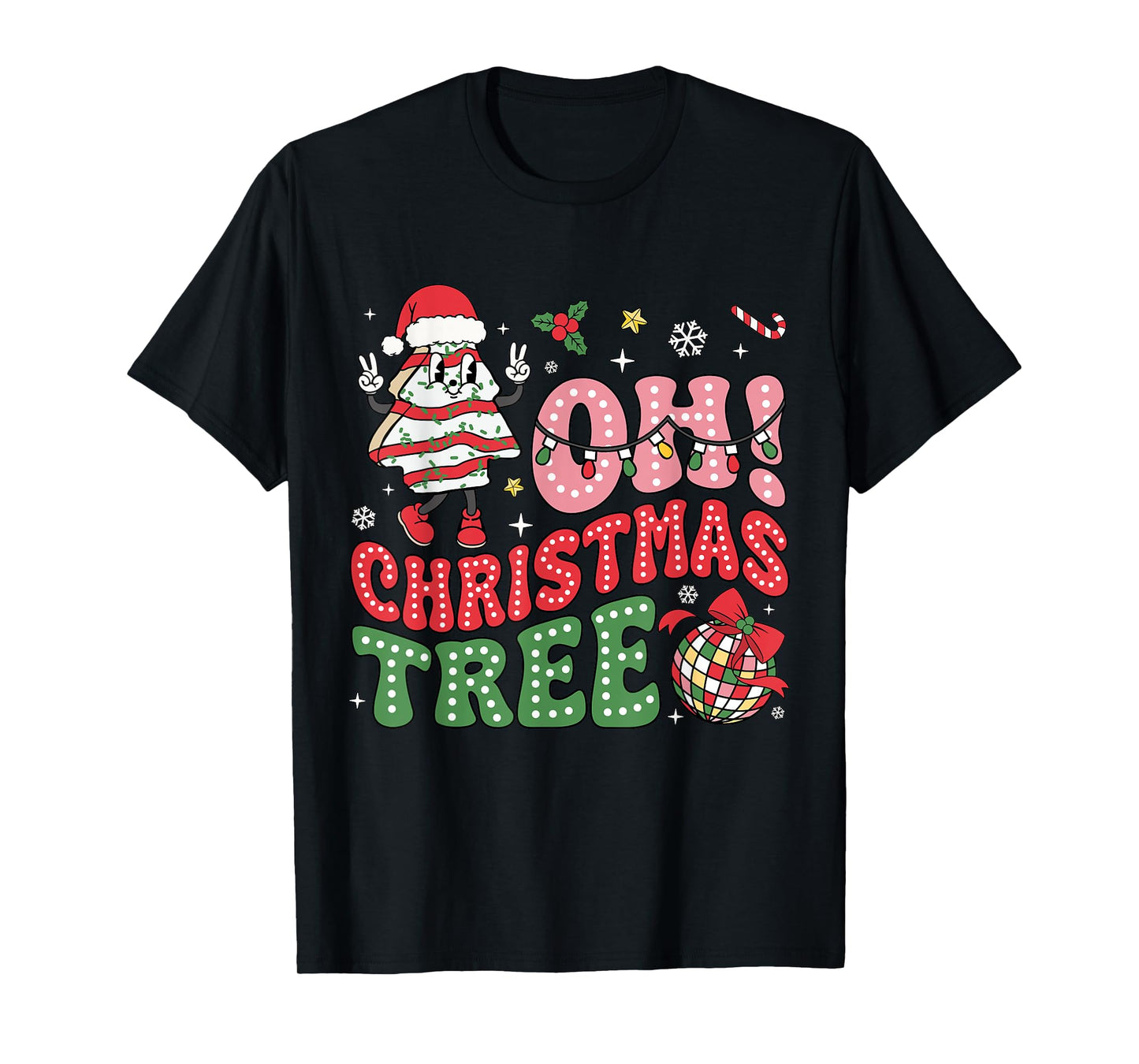 Groovy Oh Christmas Tree Cakes Funny Xmas Cake Lovers Women T-Shirt