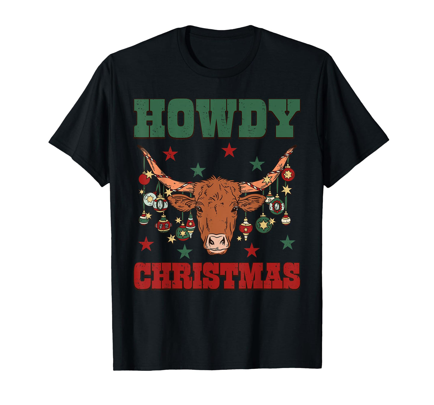 Bull Western Family Pajamas Cowboy Cowgirl Howdy Christmas T-Shirt