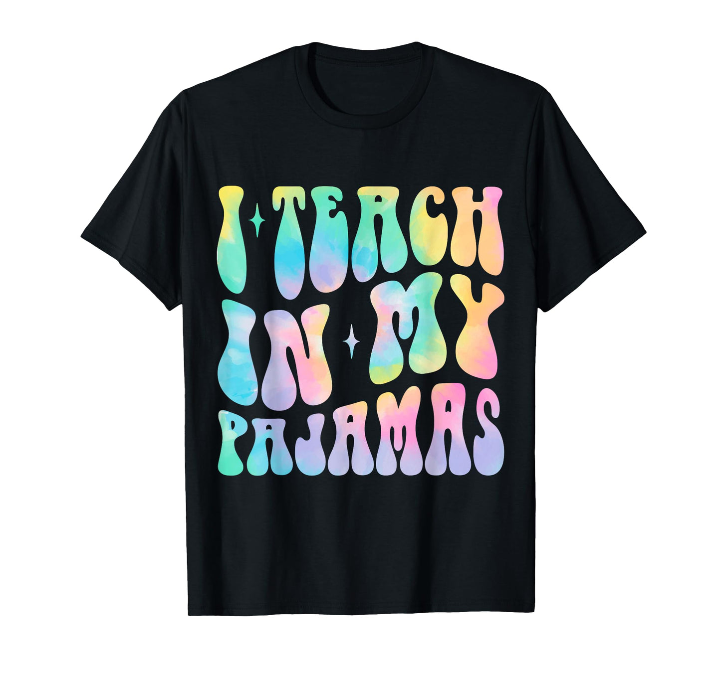 Funny Homeschool Mom Design | I Teach in My Pajamas Groovy T-Shirt