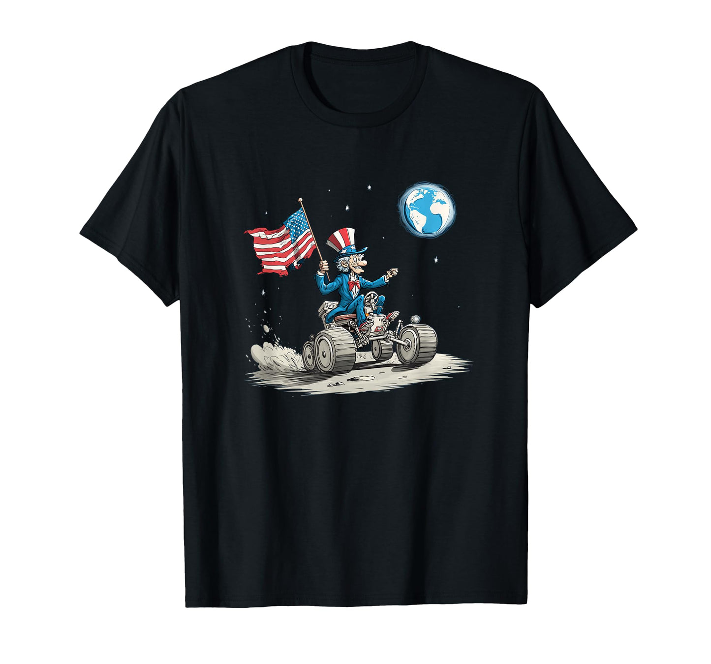 Awesome Space Vehicle on Moon with Earth T-Shirt
