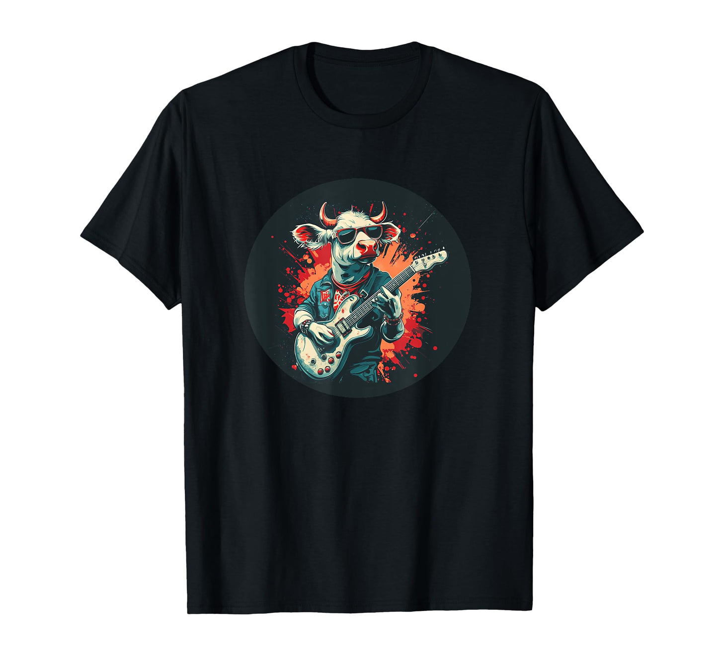 Rocking Cow with Cool Electric Guitar and Sunglasses Costume T-Shirt