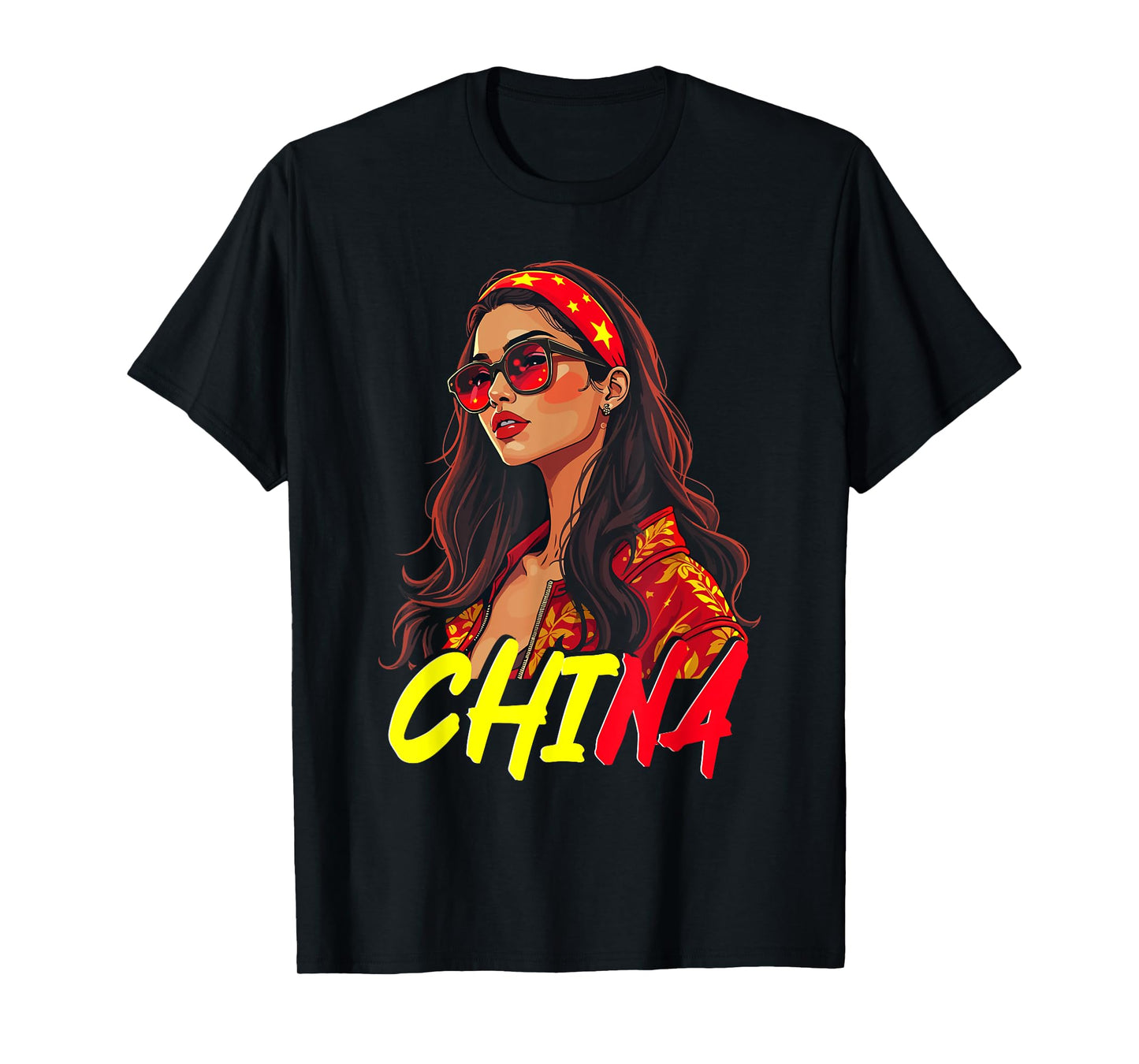 China Flag Woman Sunglasses Girl China T-Shirt