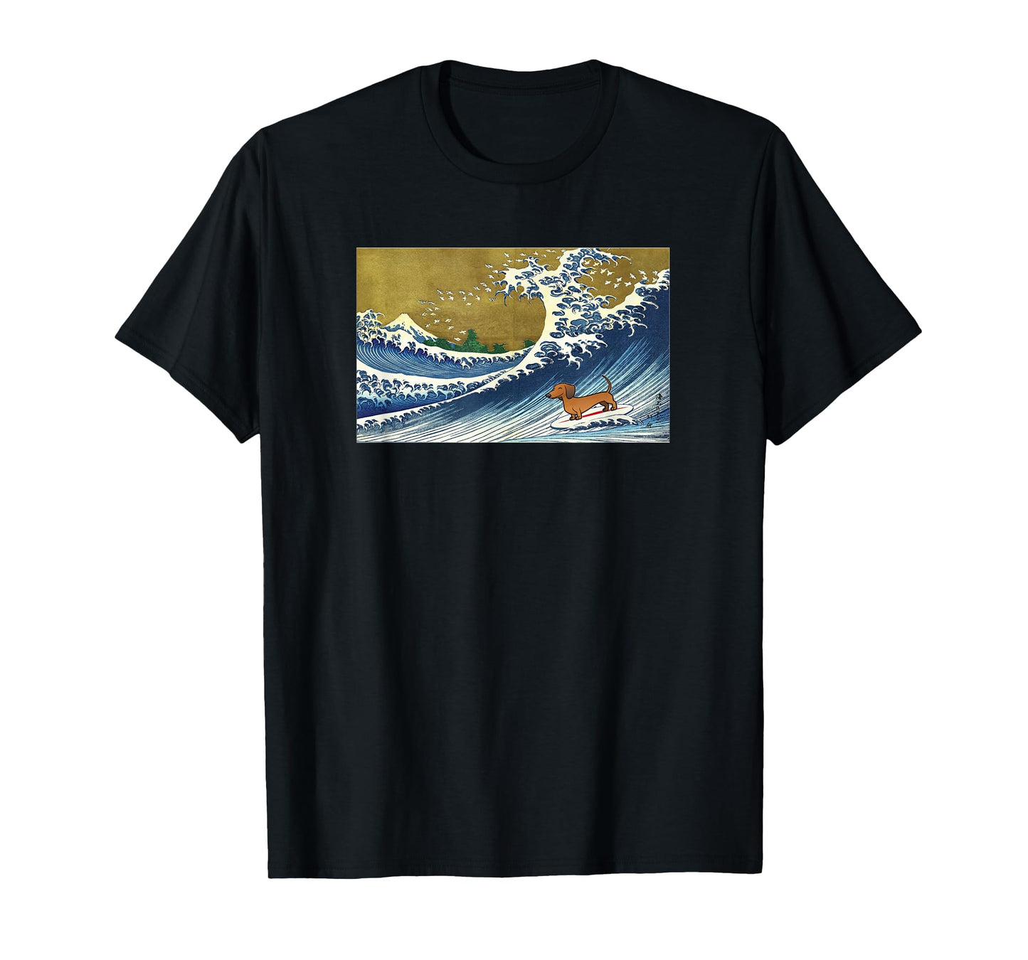 Funnny Retro Vintage Surfing a Wave Dachshund Lover T-Shirt