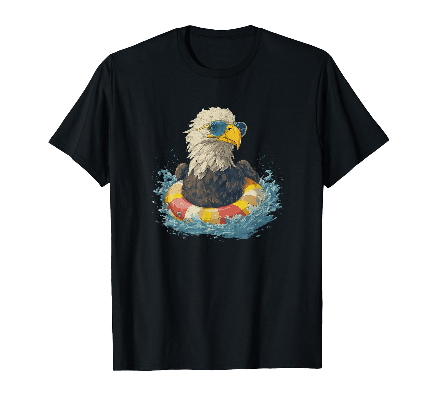 Beach Party Eagle with Pool Ring for Ocean Lovers T-Shirt