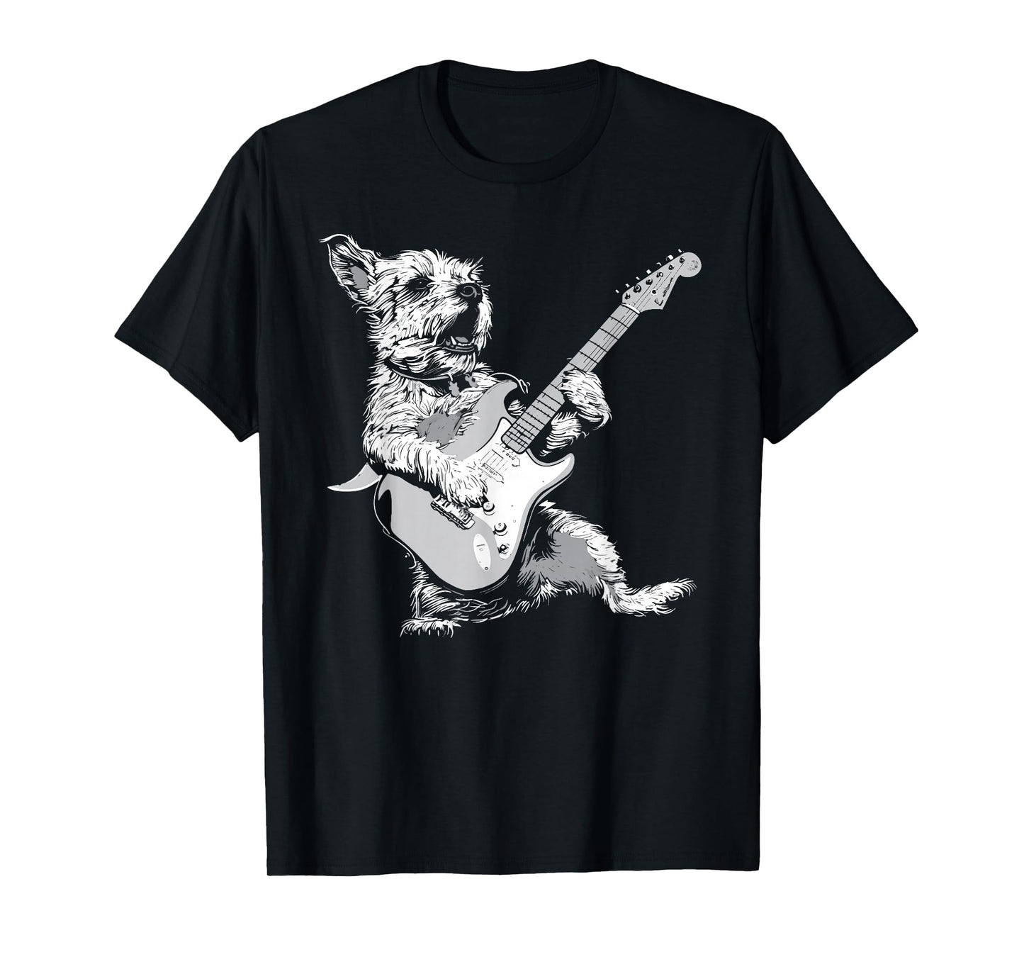Dog Guitarist Guitar - Border Terrier Dad Mom T-Shirt