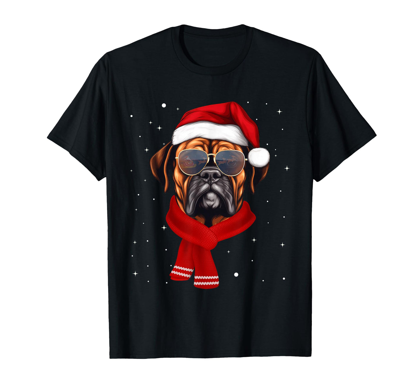 Funny Boxer Dog Christmas Lights Xmas Outfit Pajama Matching T-Shirt
