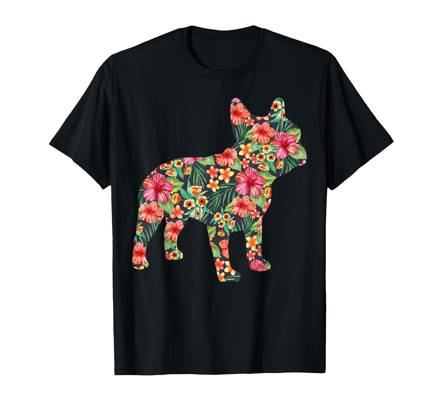 French Bulldog Flower Floral Frenchie Dog Silhouette Dog Pet T-Shirt