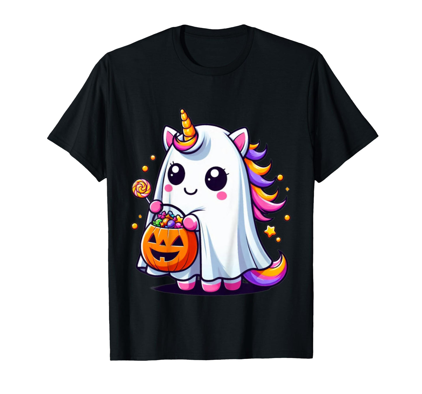 Cute Unicorn Ghost Costume Halloween Candy T-Shirt