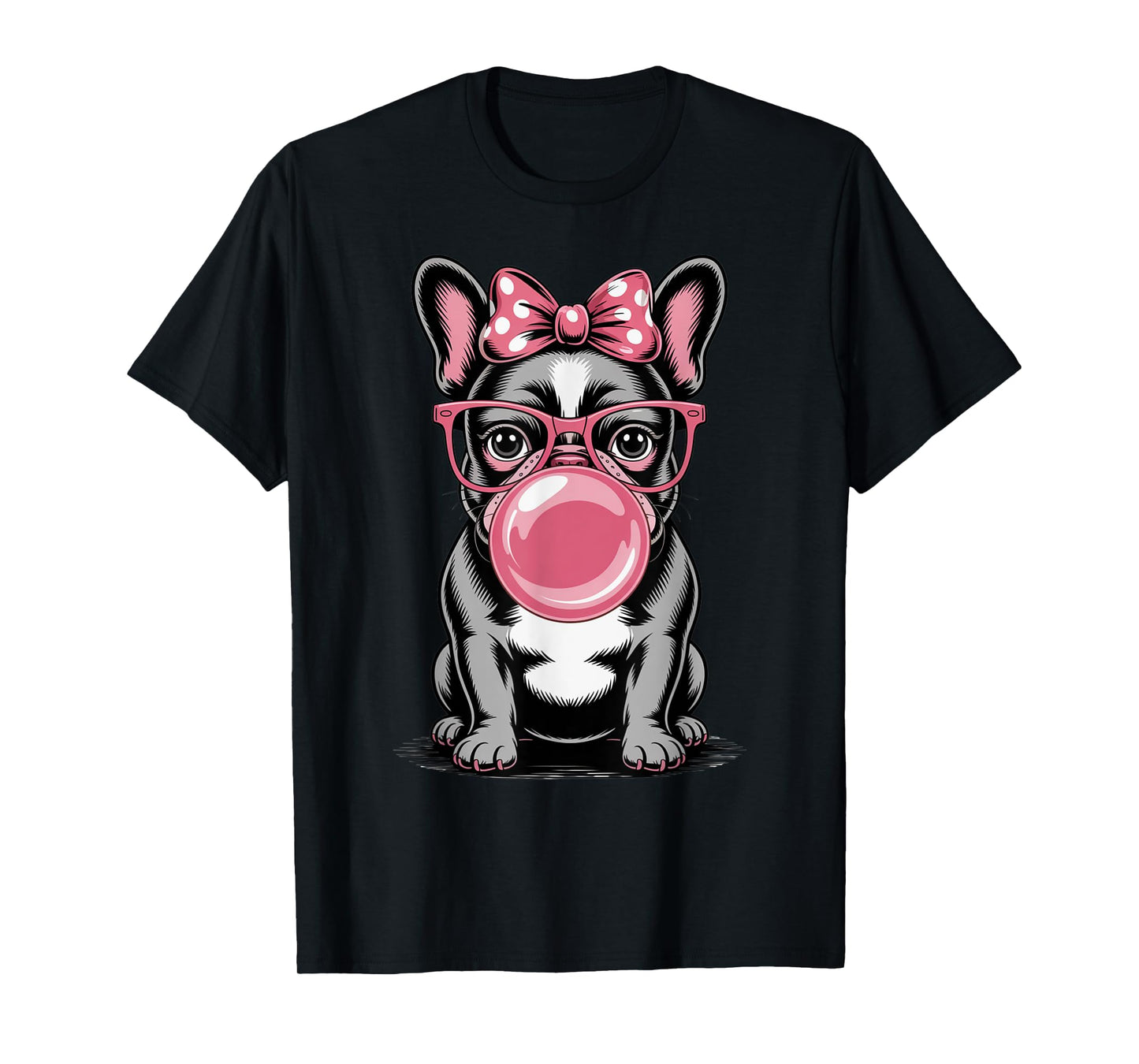 Cute French Bulldog Bubble Gum For Women Vintage Frenchie T-Shirt