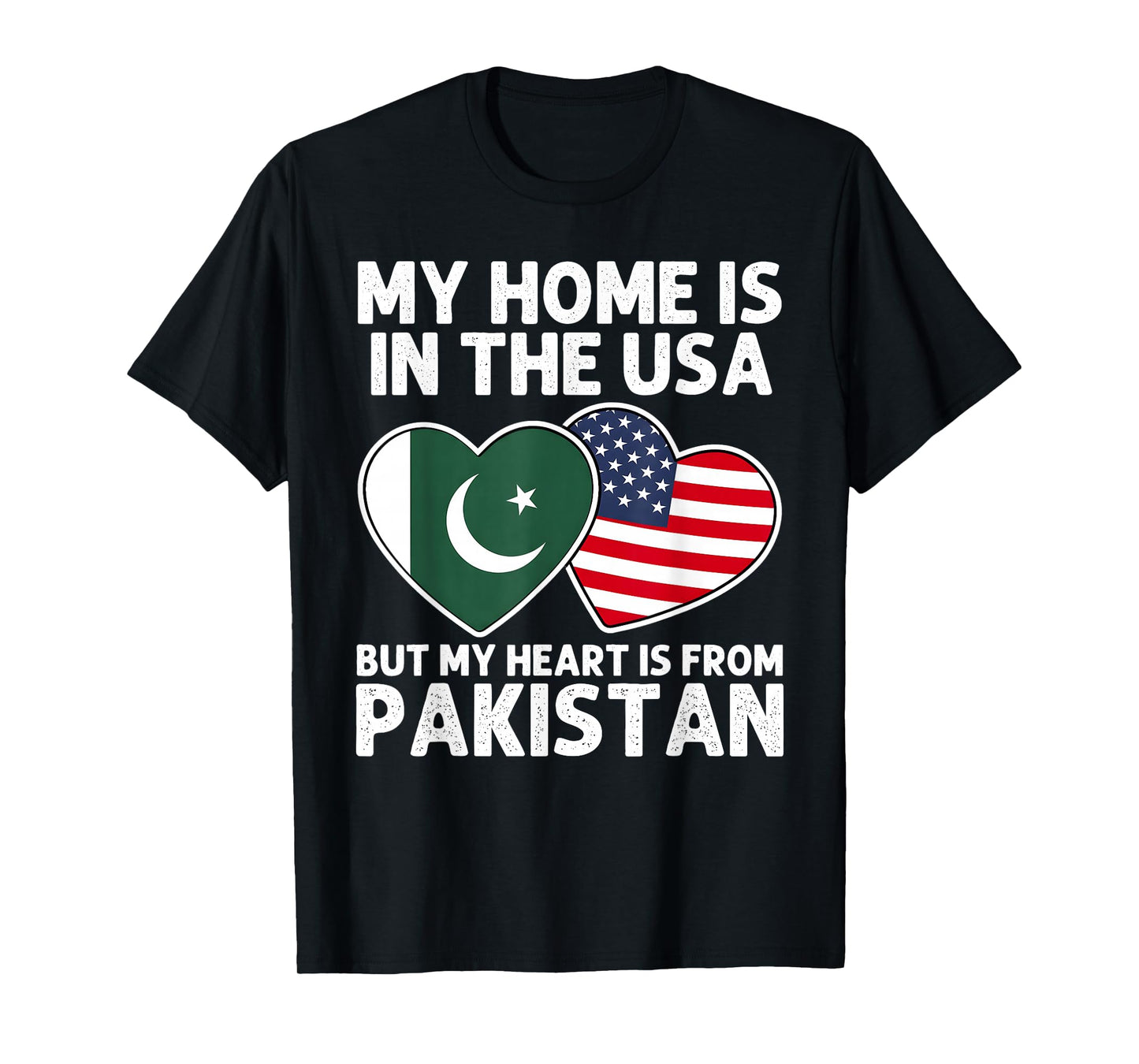 My Home USA My Heart Pakistan Pakistani American Pride Flag T-Shirt