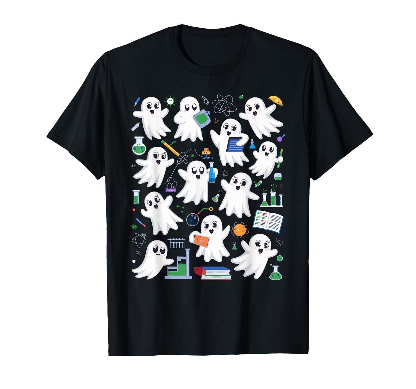 Spooky Ghost Science Teacher Halloween Laboratory Teacher T-Shirt