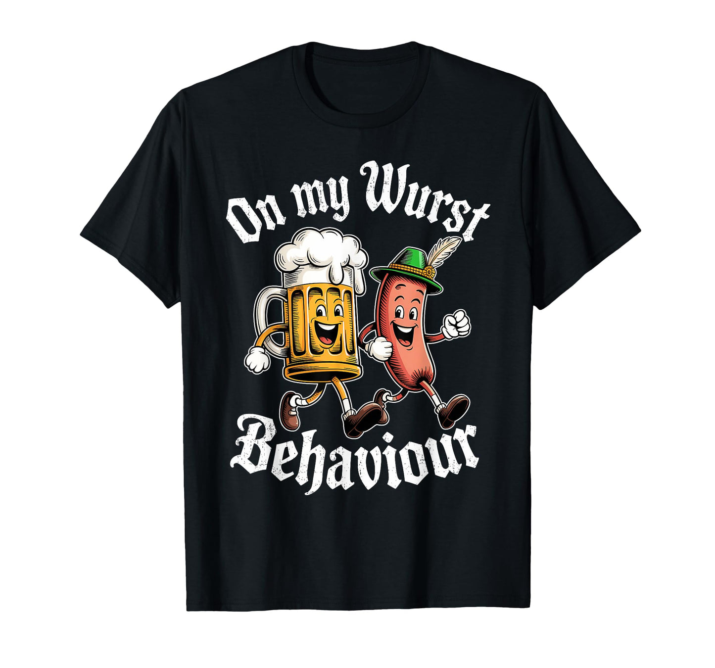 Oktoberfest On My Wurst Behaviour German Beer Sausage Adults T-Shirt