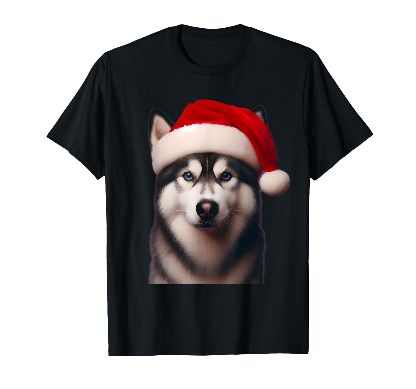 Siberian Husky With Santa Hat Christmas Xmas Dog Owner Lover T-Shirt