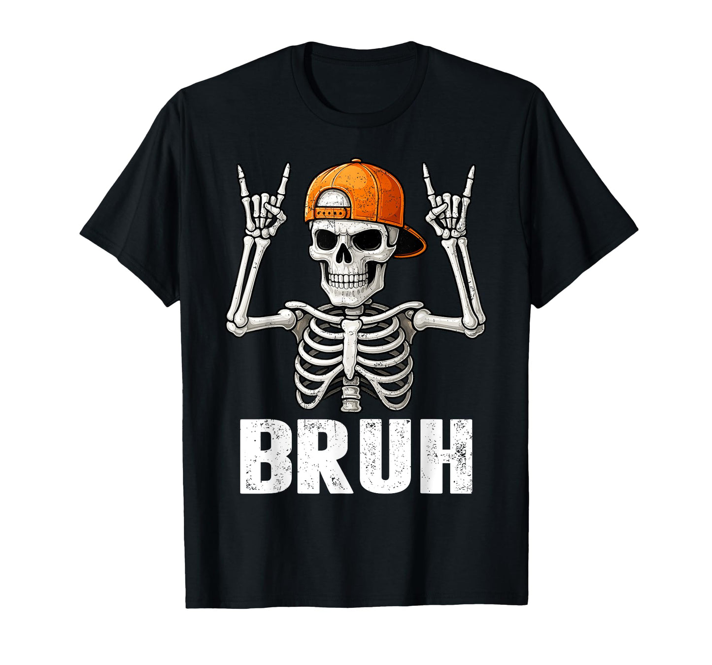 Skeleton Rock On Bruh Halloween For Mens Boys Kids Toddlers T-Shirt