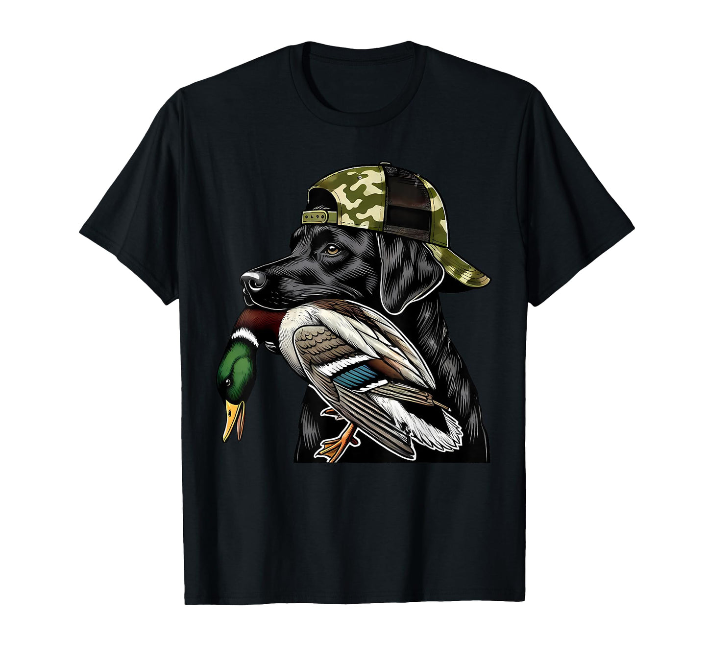Labrador Hunting Dog With Duck Hello Hunting Season Men Women T-Shirt