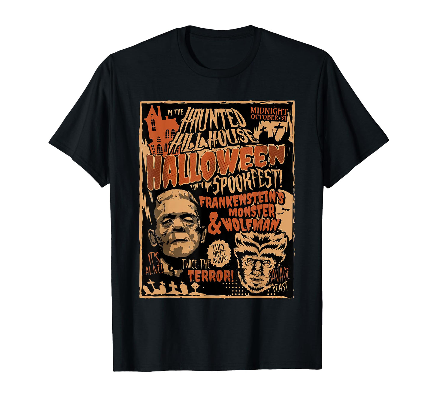 Retro Punk Rock Frankenstein Monster Horror Movie Halloween T-Shirt