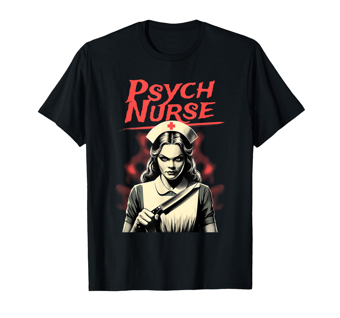 Psych Nurse Vintage Horror Graphic Woman Halloween Costume T-Shirt