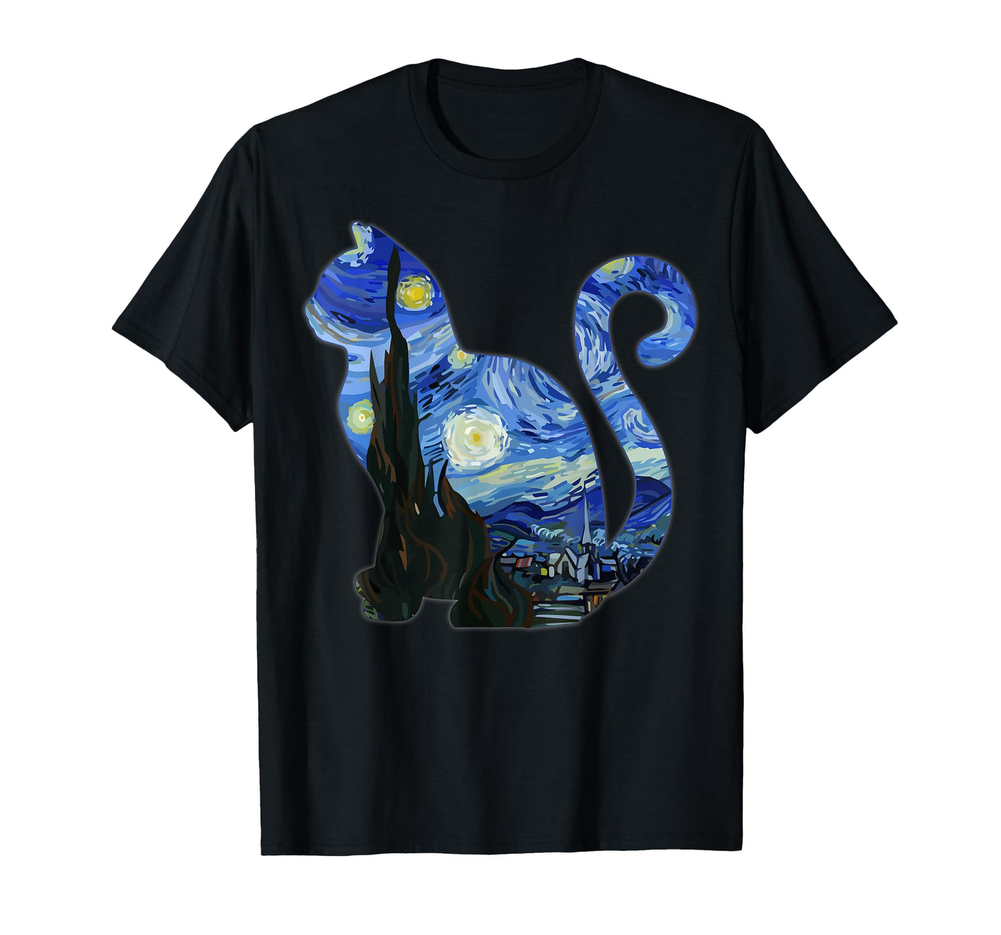 Cat Starry Night Van Gogh Cat for Funny Cat Mom Cat Lover T-Shirt
