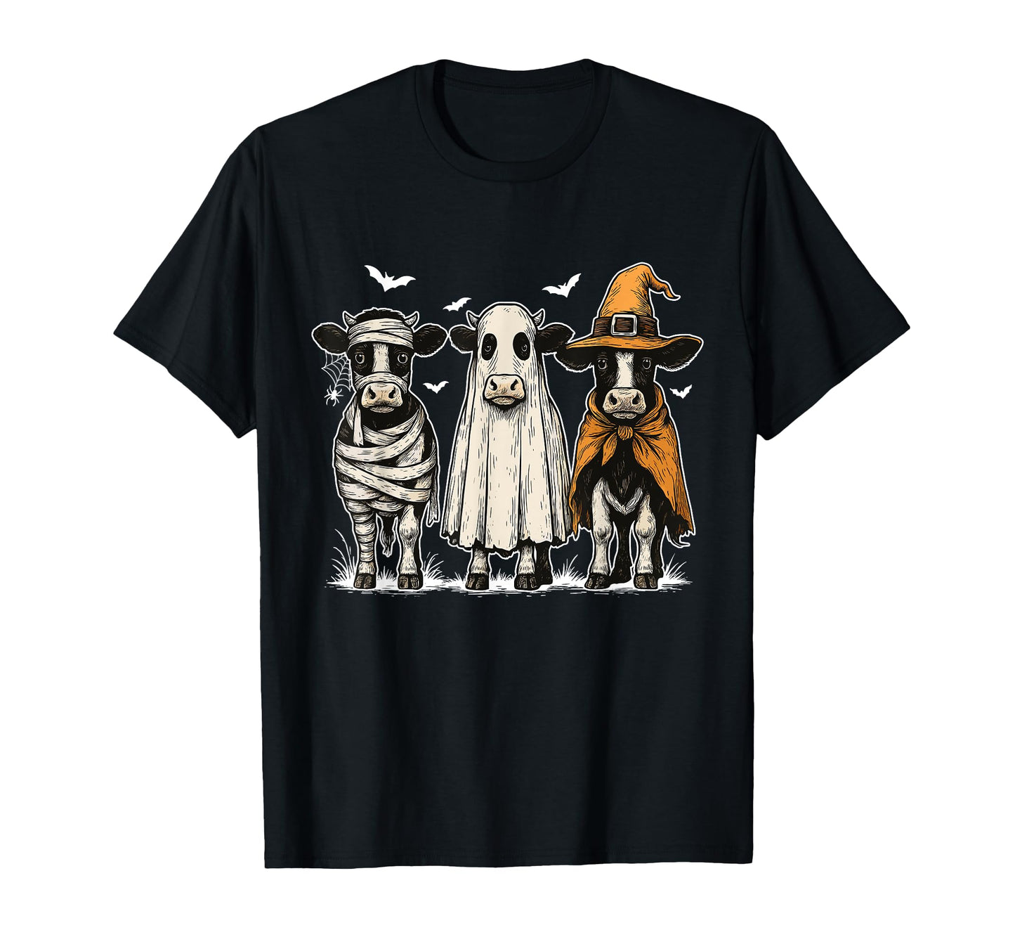 Funny Ghost Cow Halloween Cow Lover Cow Witch Spooky Season T-Shirt