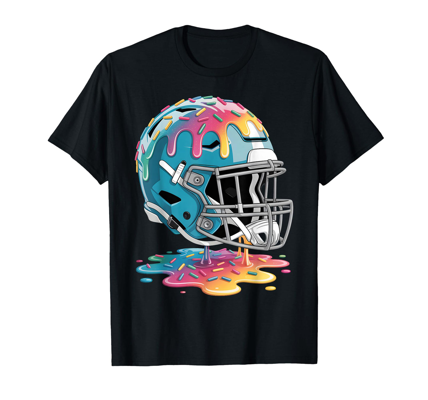 Football Helmet Ice Cream Dripping Football Player Boys Men T-Shirt