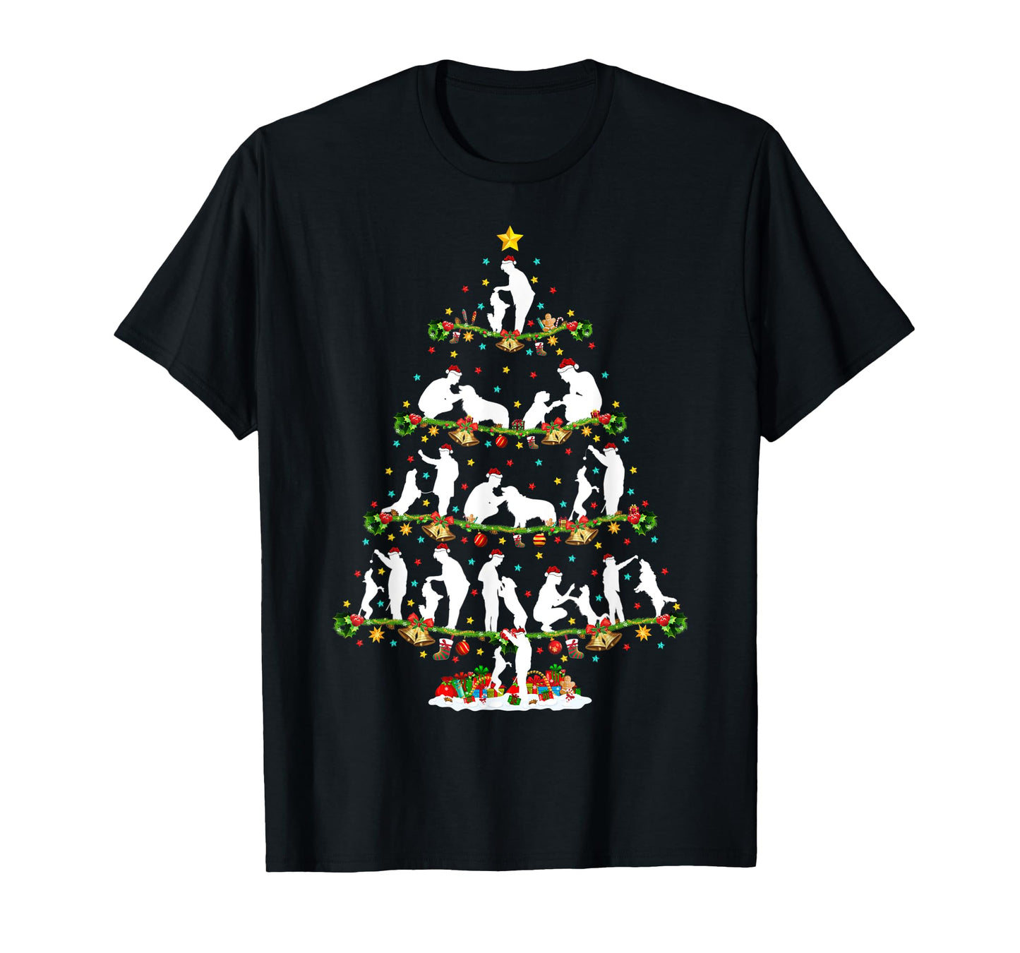 Dog Training Xmas Lighting Santa Dog Training Christmas Tree T-Shirt