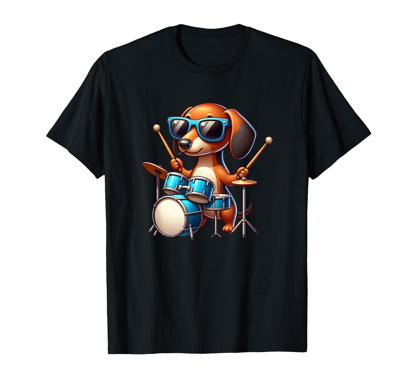 Dachshund Drummer Wiener Dog Enthusiast Design T-Shirt for Men Women Kids