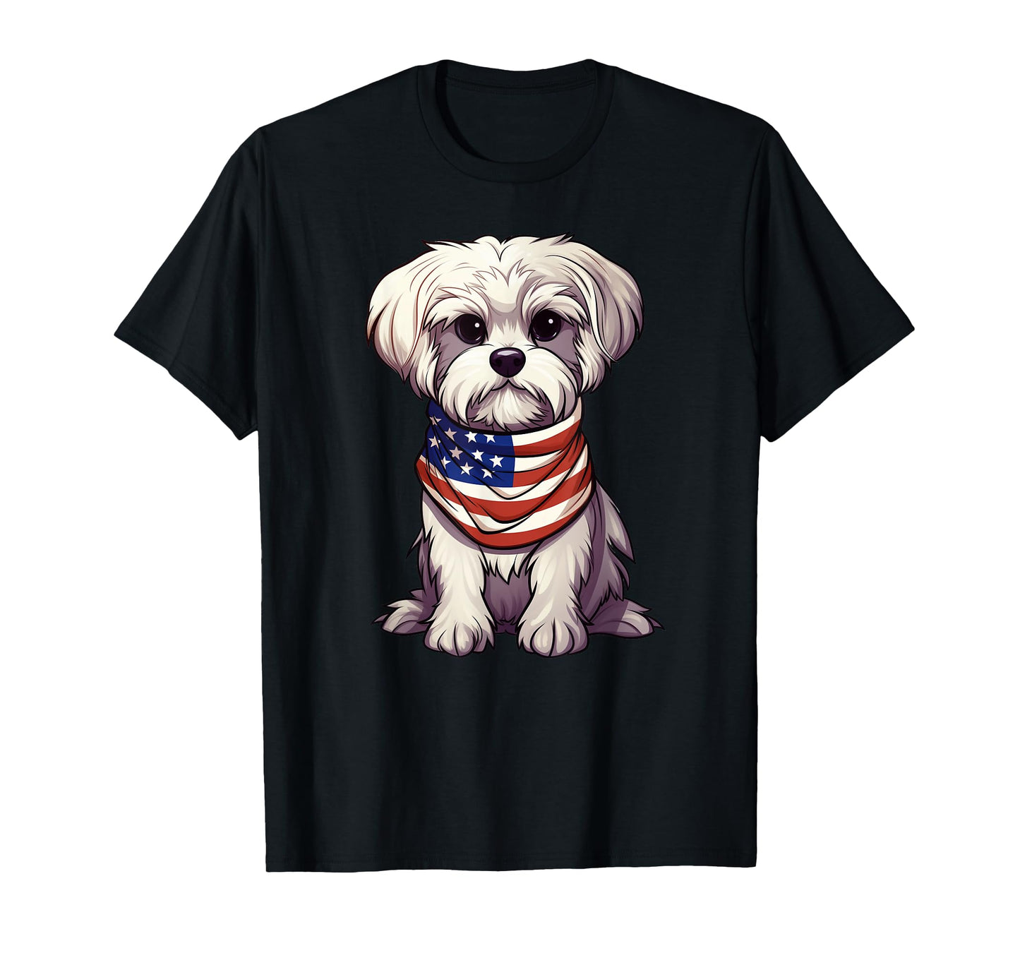 Maltese American Flag Maltese Dog Owner Mom Dad Men Women T-Shirt