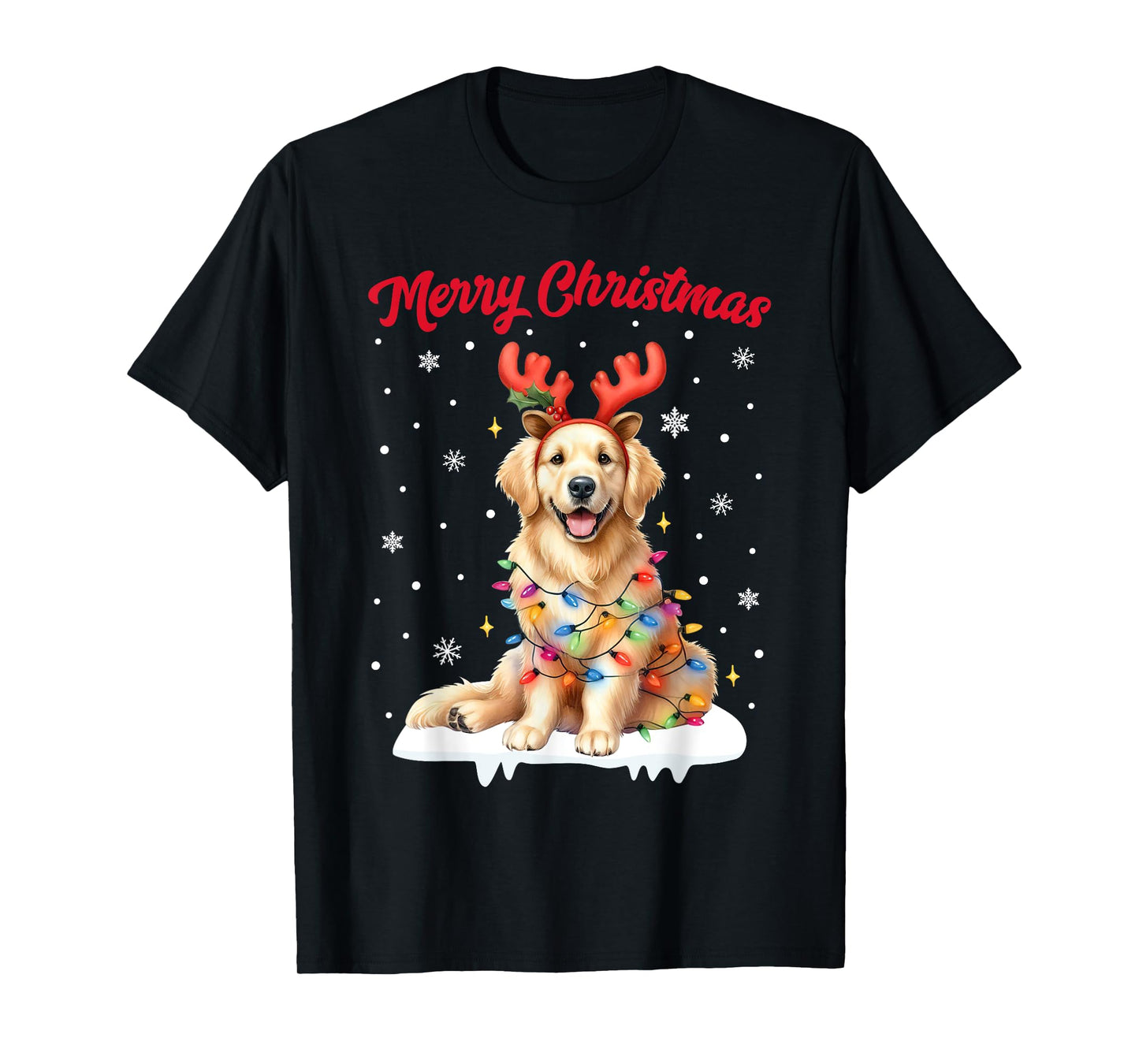Christmas Pajamas Men Women Kids Golden Retriever Dog T-Shirt