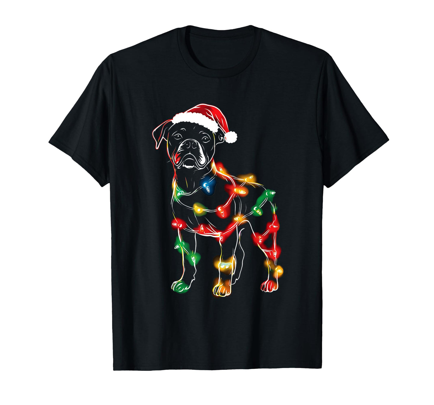 Funny Santa Boxer Retriever Christmas Lights Dog Lover T-Shirt for Men Women Kids