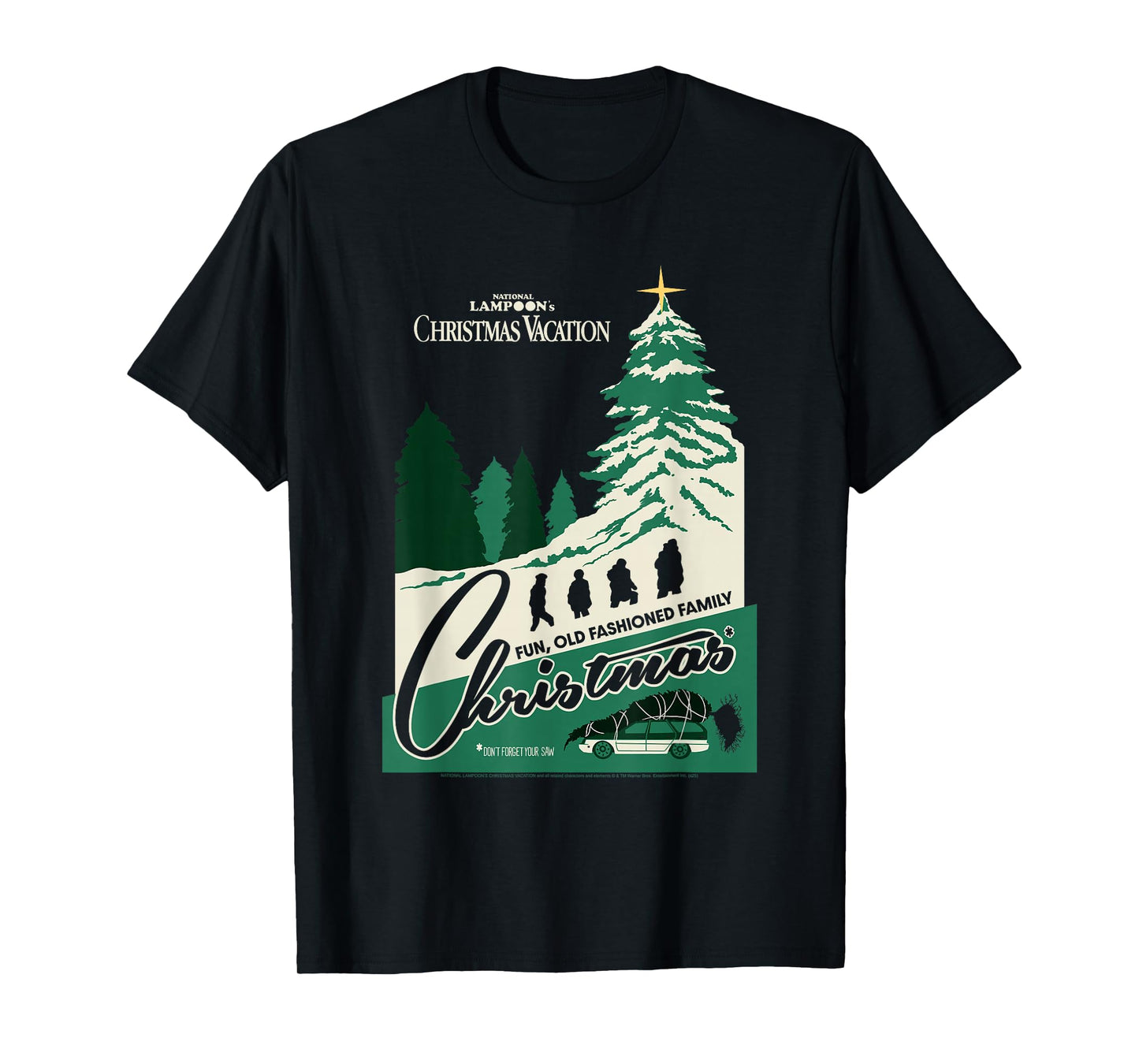 Christmas Vacation Fun Old Fashioned Postcard Holiday Movie T-Shirt