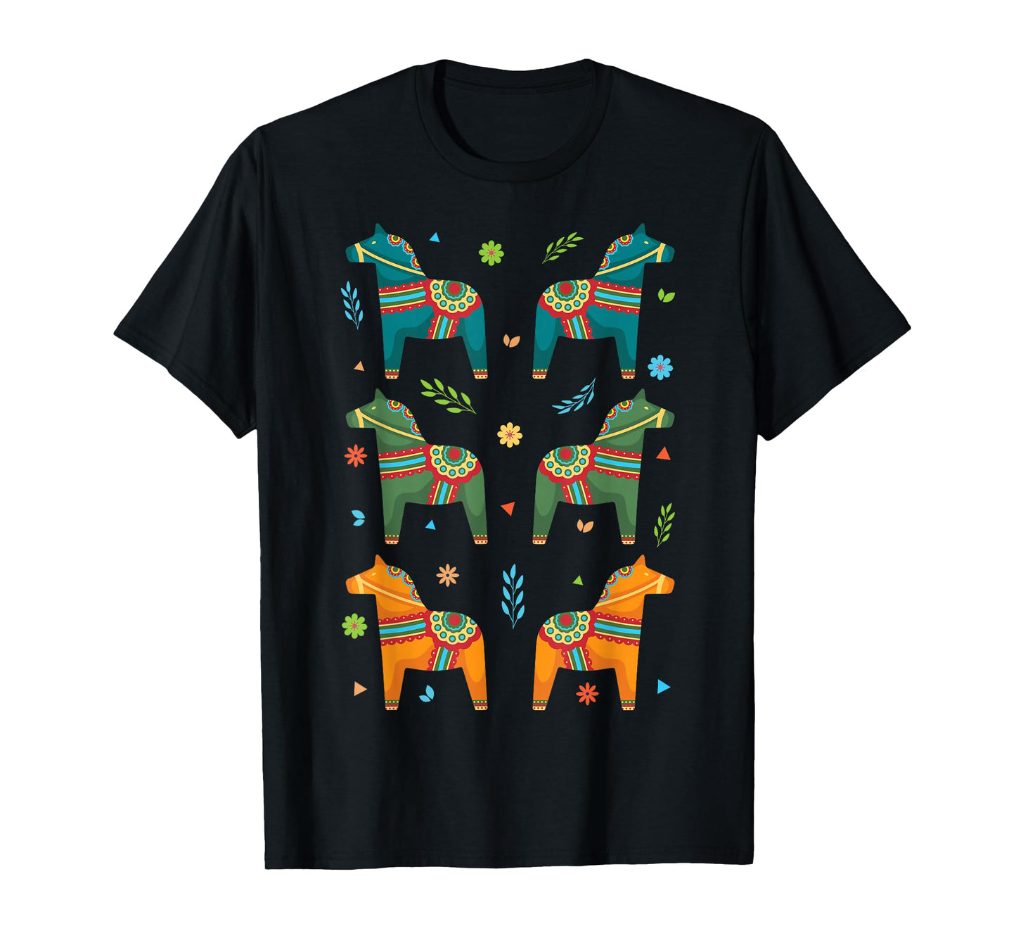 Dala Horse Sweden Swedish Dalecarlian Horses Scandinavian T-Shirt