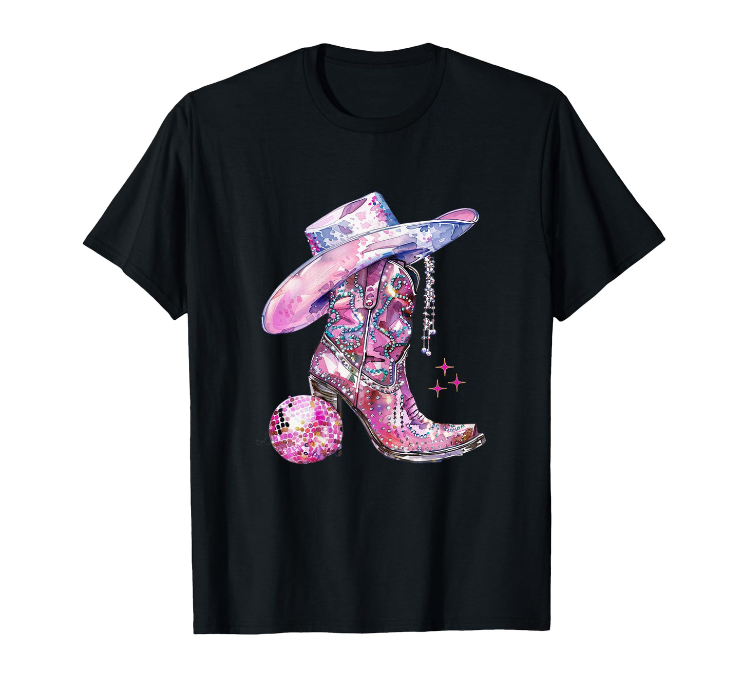 Pink Cowgirl Girl Western Country Music Disco Party Rodeo T-Shirt