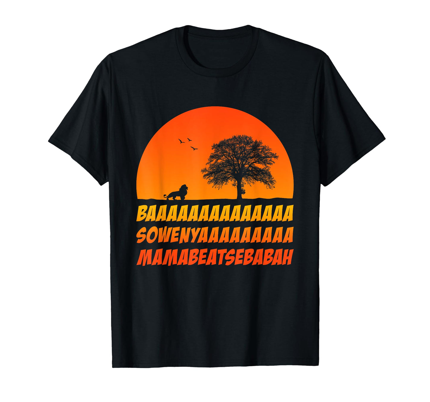 Vintage Retro by 4Do Limited African Lion Baaa Sowenyaaa Unisex-Adult T-Shirt, Black, Small, Short Sleeve