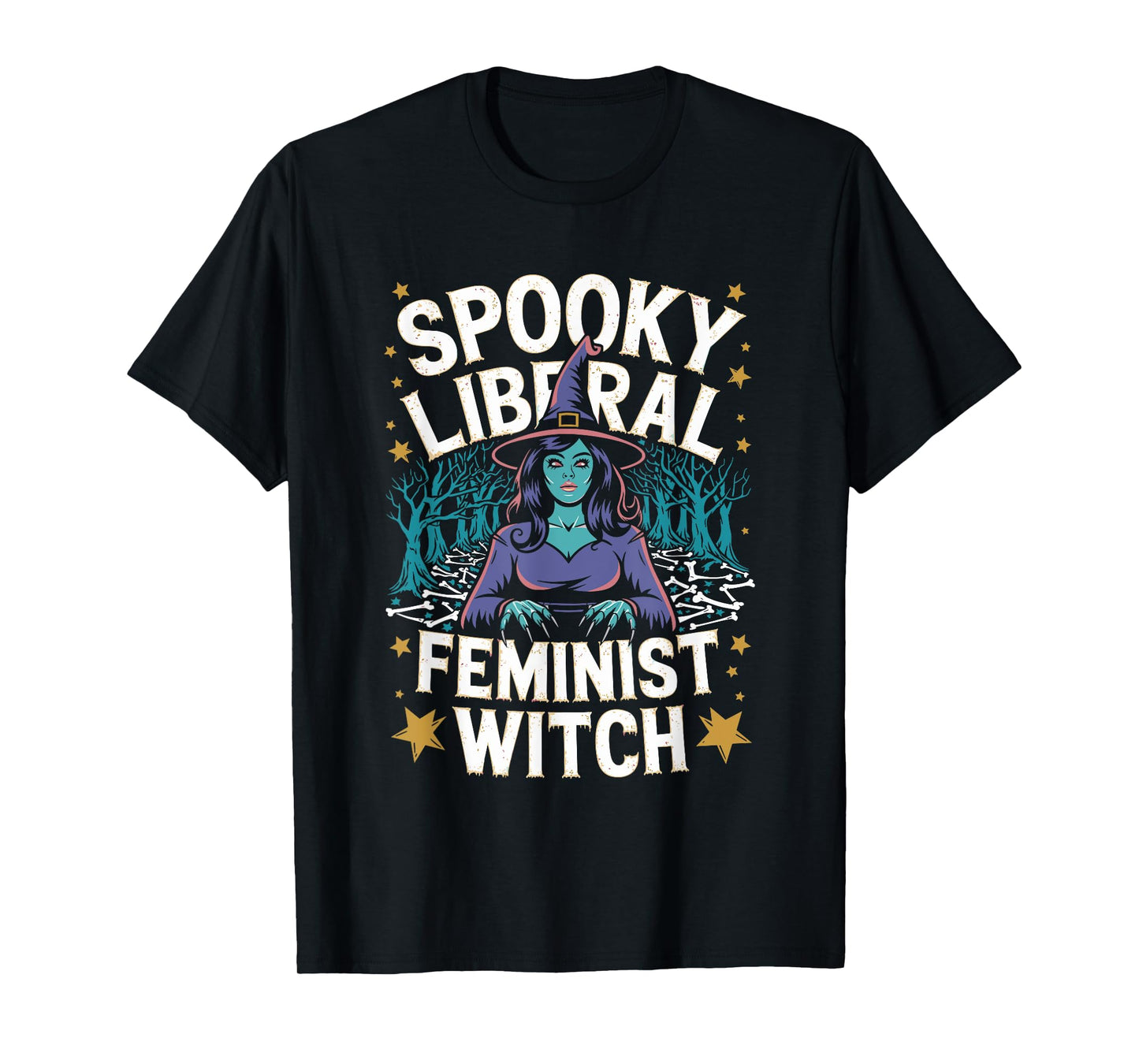 Spooky Liberal Feminist Witch Halloween Witch Vibes T-Shirt