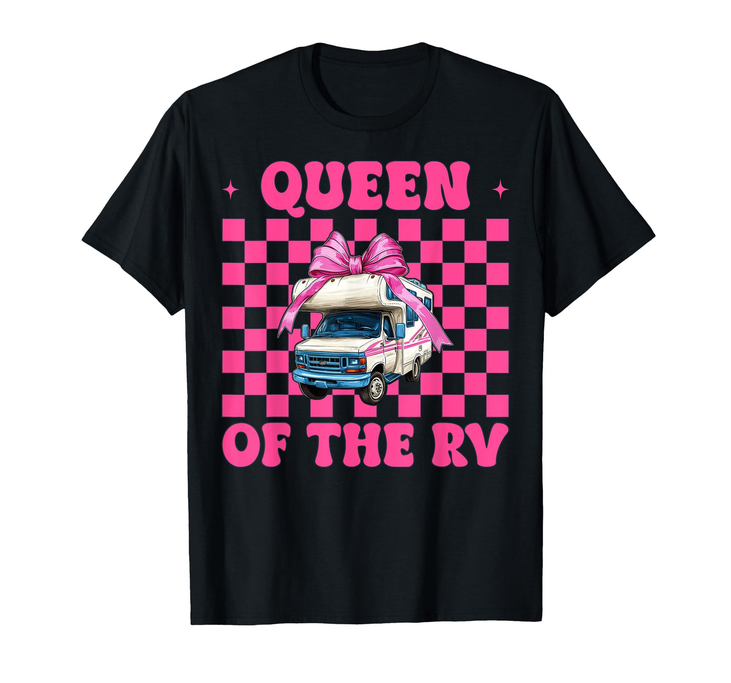 Queen of The Rv Camping Camper Motorhome Girl Mom Coquette T-Shirt