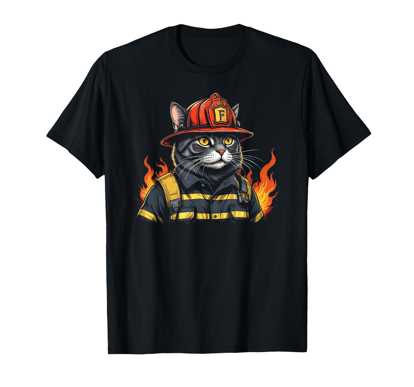 Firefighter Cat Lover Fireman Firefighting Expert T-Shirt