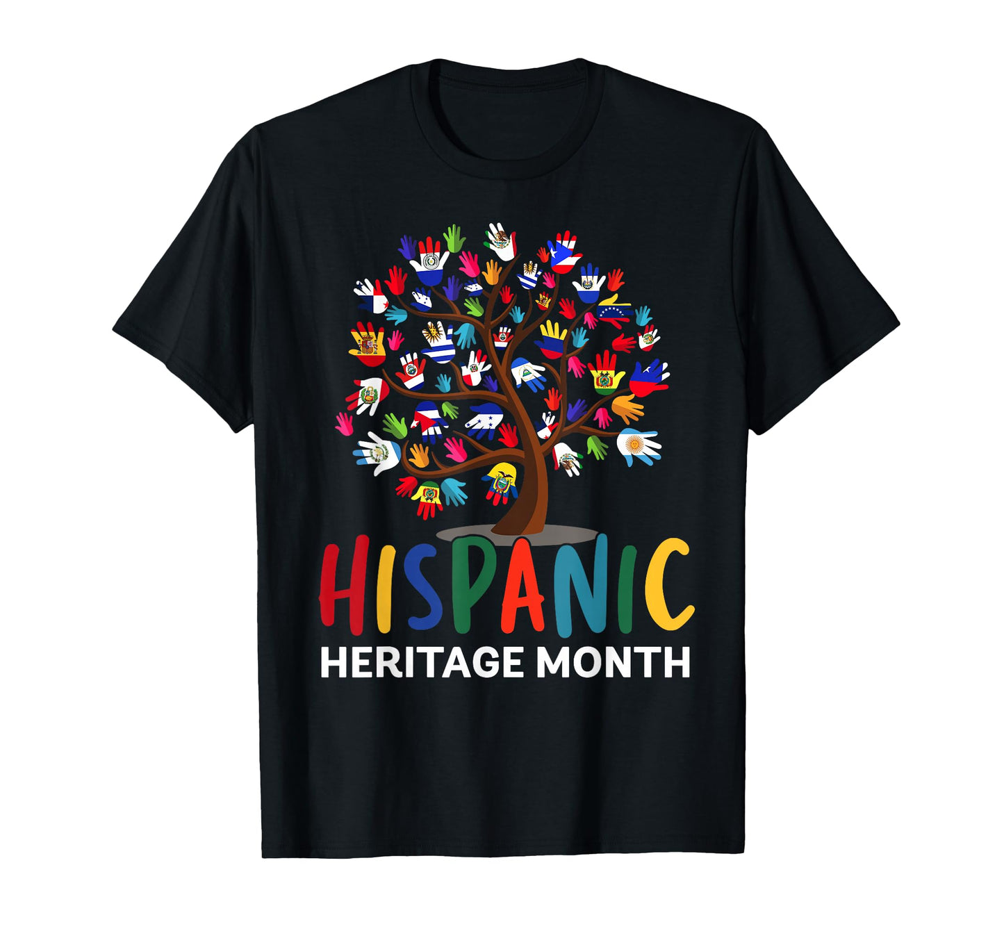 National Hispanic Heritage Month Latin Countries Flags Tree T-Shirt