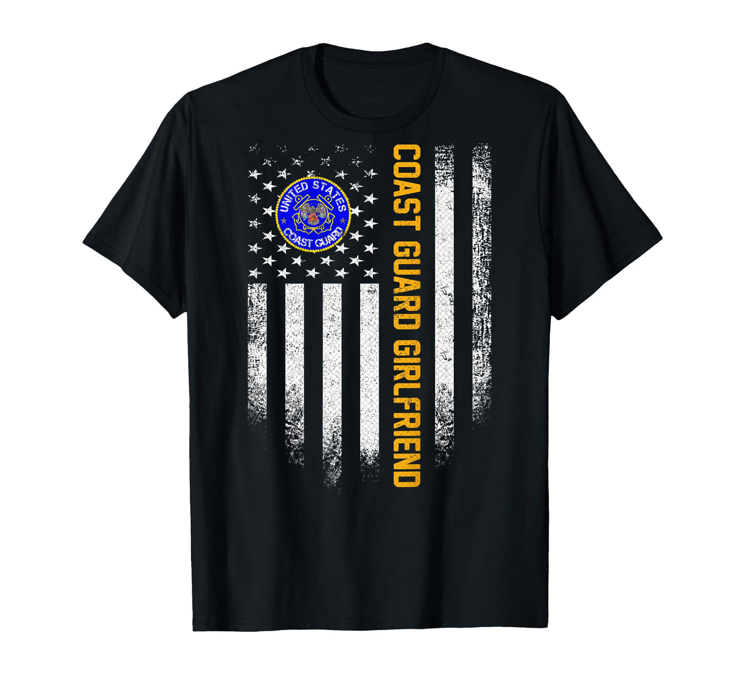 Vintage American Flag Proud Coast Guard Veteran Girlfriend T-Shirt