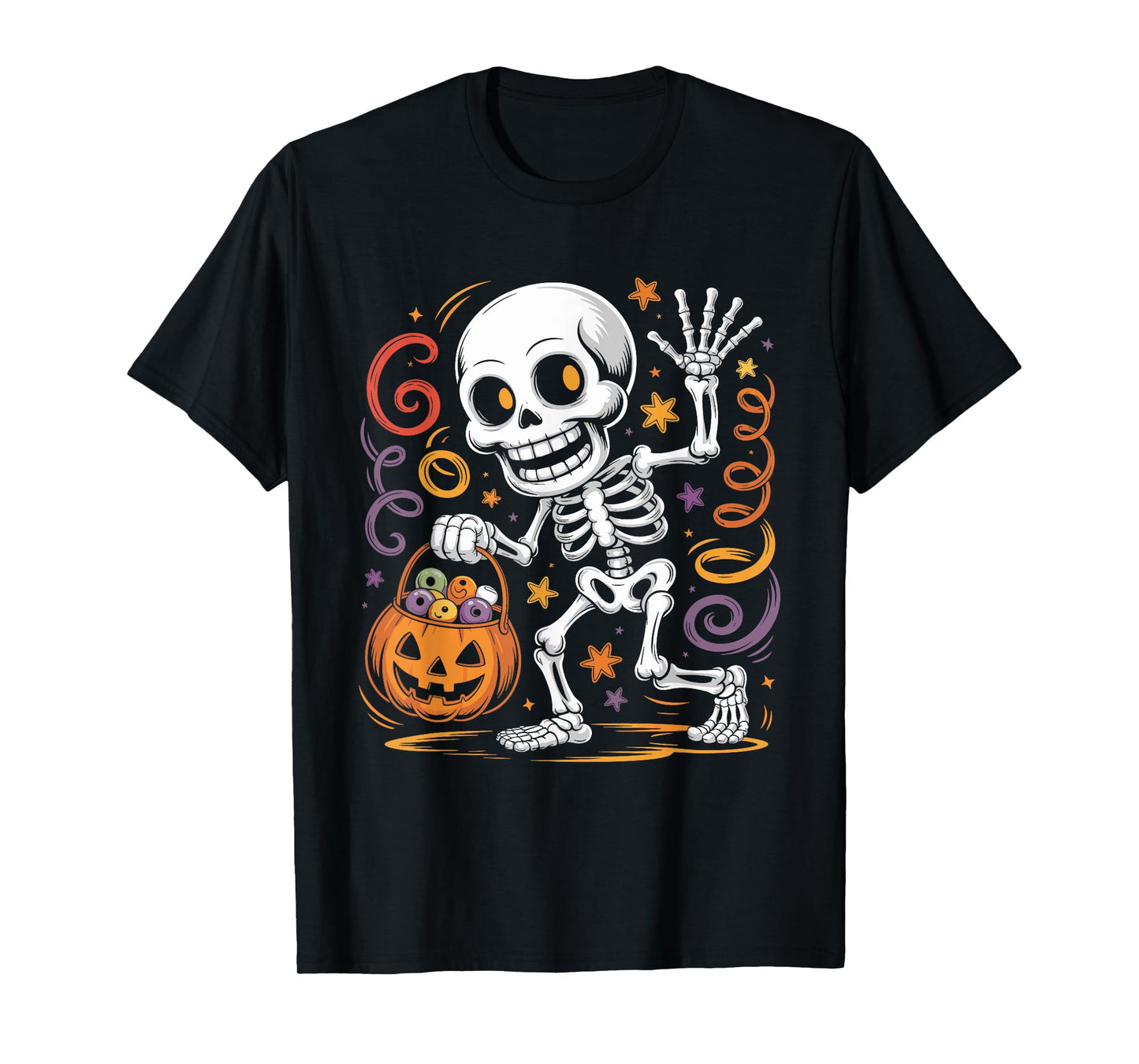Skeleton Halloween Scary Pumpkin Costume Skull Women Men T-Shirt