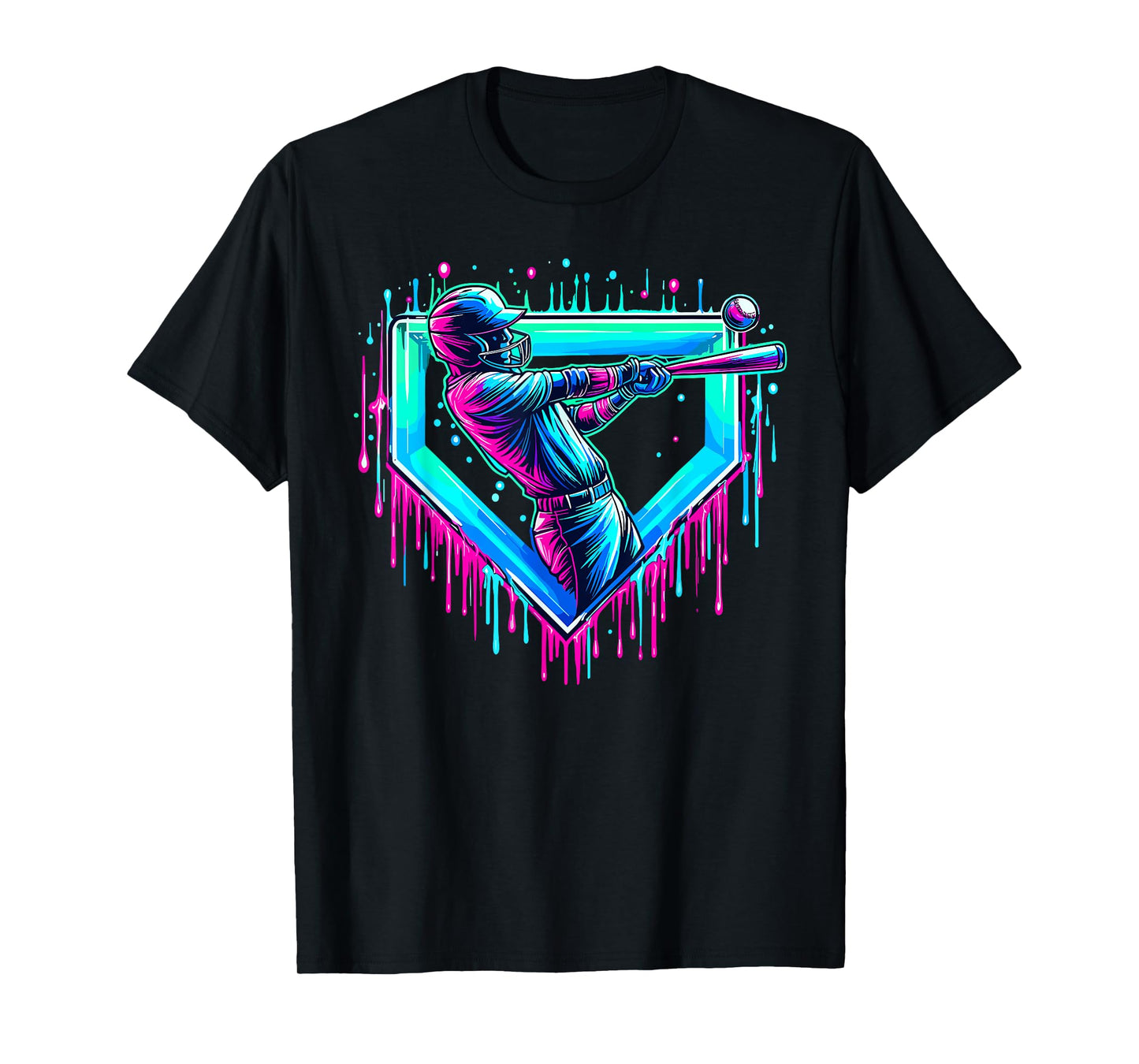Cool Player Home Plate Baseball Ice Cream Drip T-Shirt