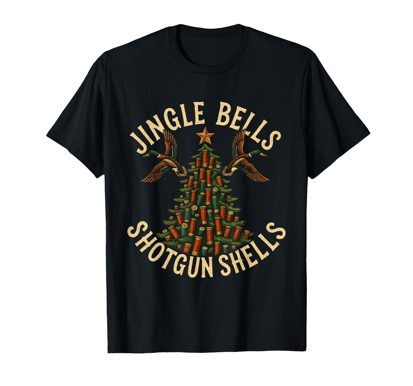 Jingle Bells Shotgun Shells Funny Hunting Christmas T-Shirt