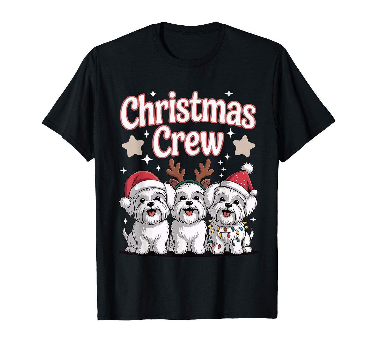Christmas Crew Xmas Puppy Dog Breed Funny Christmas Maltese T-Shirt
