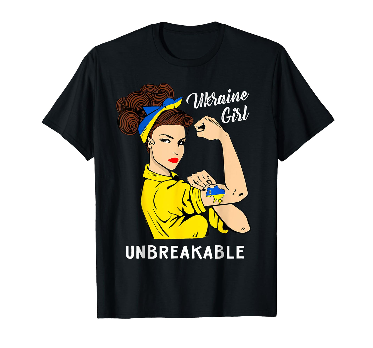 Ukraine Girl Unbreakable T-shirt Ukrainian Flag Strong Woman T-Shirt