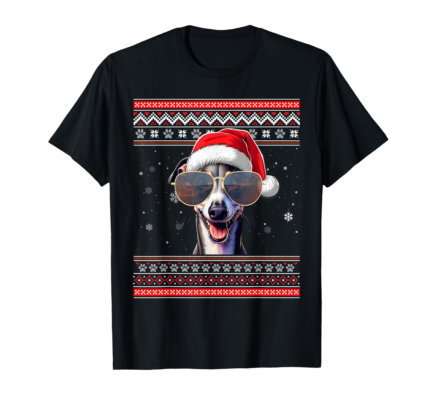 Ugly Sweater X-mas Santa Italian Greyhound Dog Christmas T-Shirt