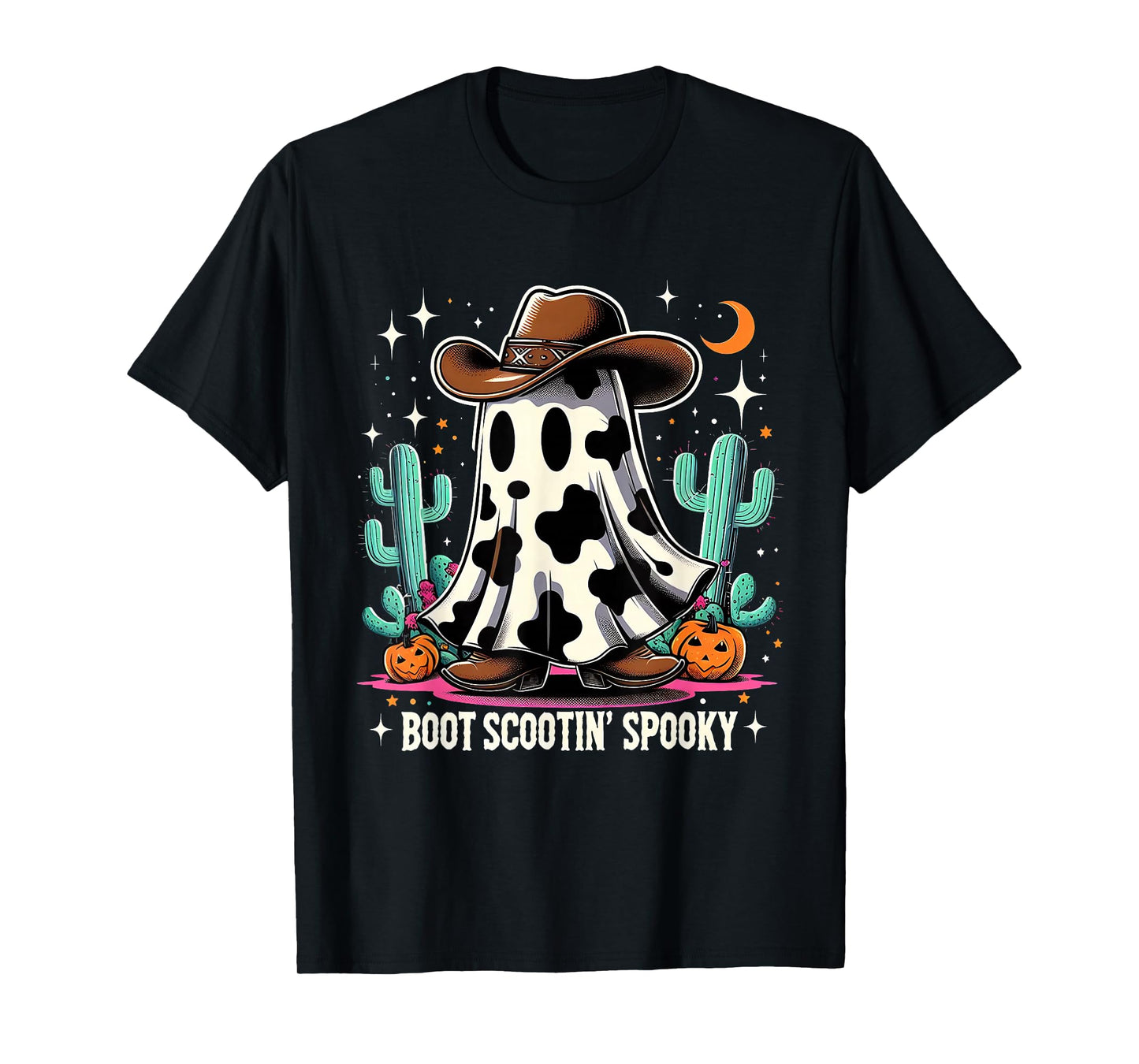 Cowboy Ghost Boot Scootin Spooky Western Vibes T-Shirt