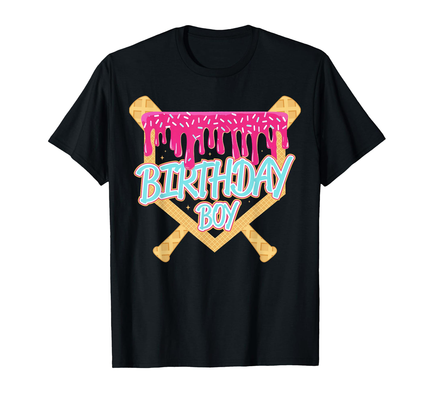 Birthday Boy Baseball Drip Birthday Ice Cream Drip Boys T-Shirt