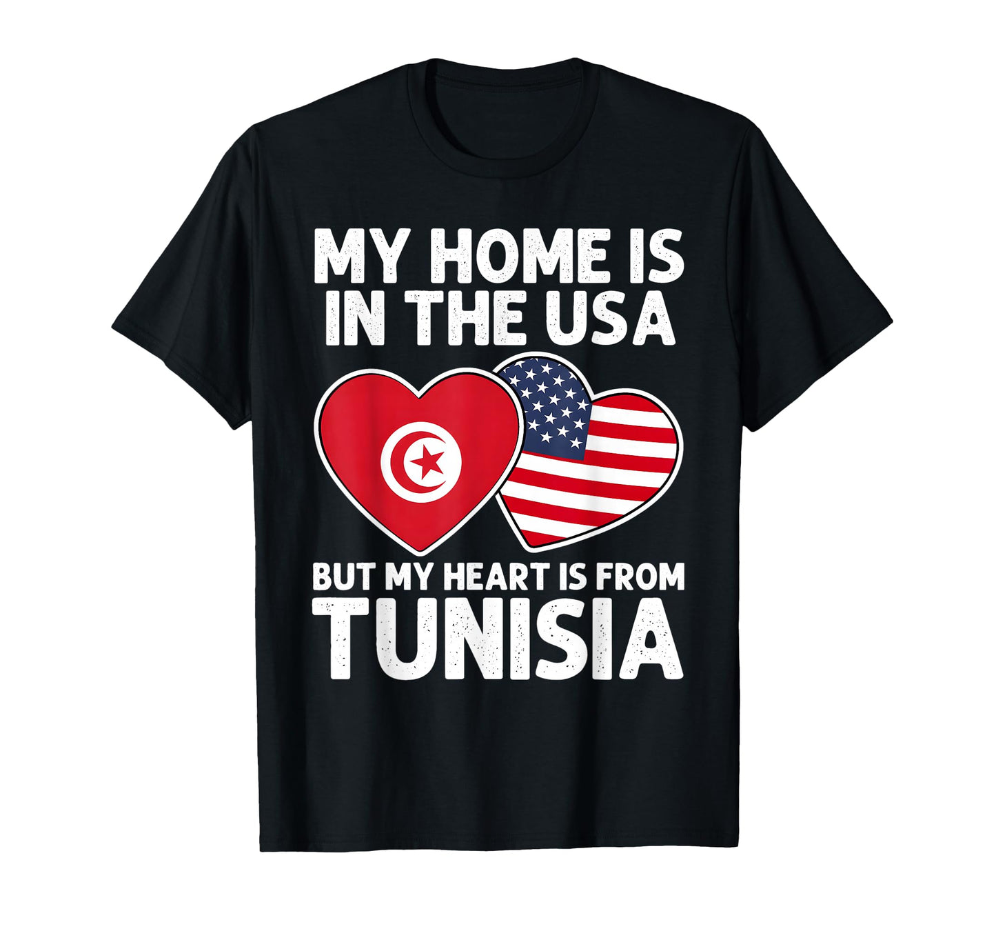 My Home USA My Heart Tunisia Tunisian American Pride Flag T-Shirt