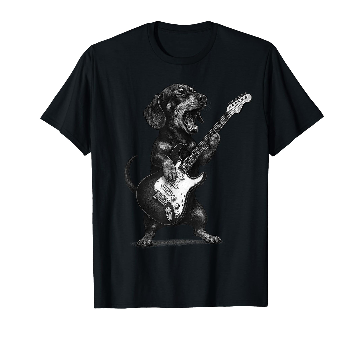 Dachshund Playing Guitar Rock Music Dog Lover T-Shirt