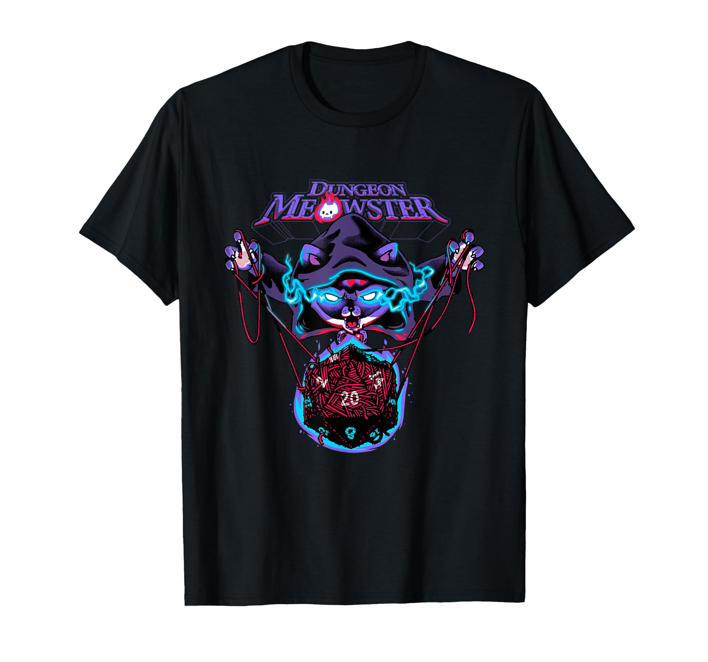 Dungeon Meowster Funny Nerdy Gamer Cat D20 Tabletop RPG T-Shirt