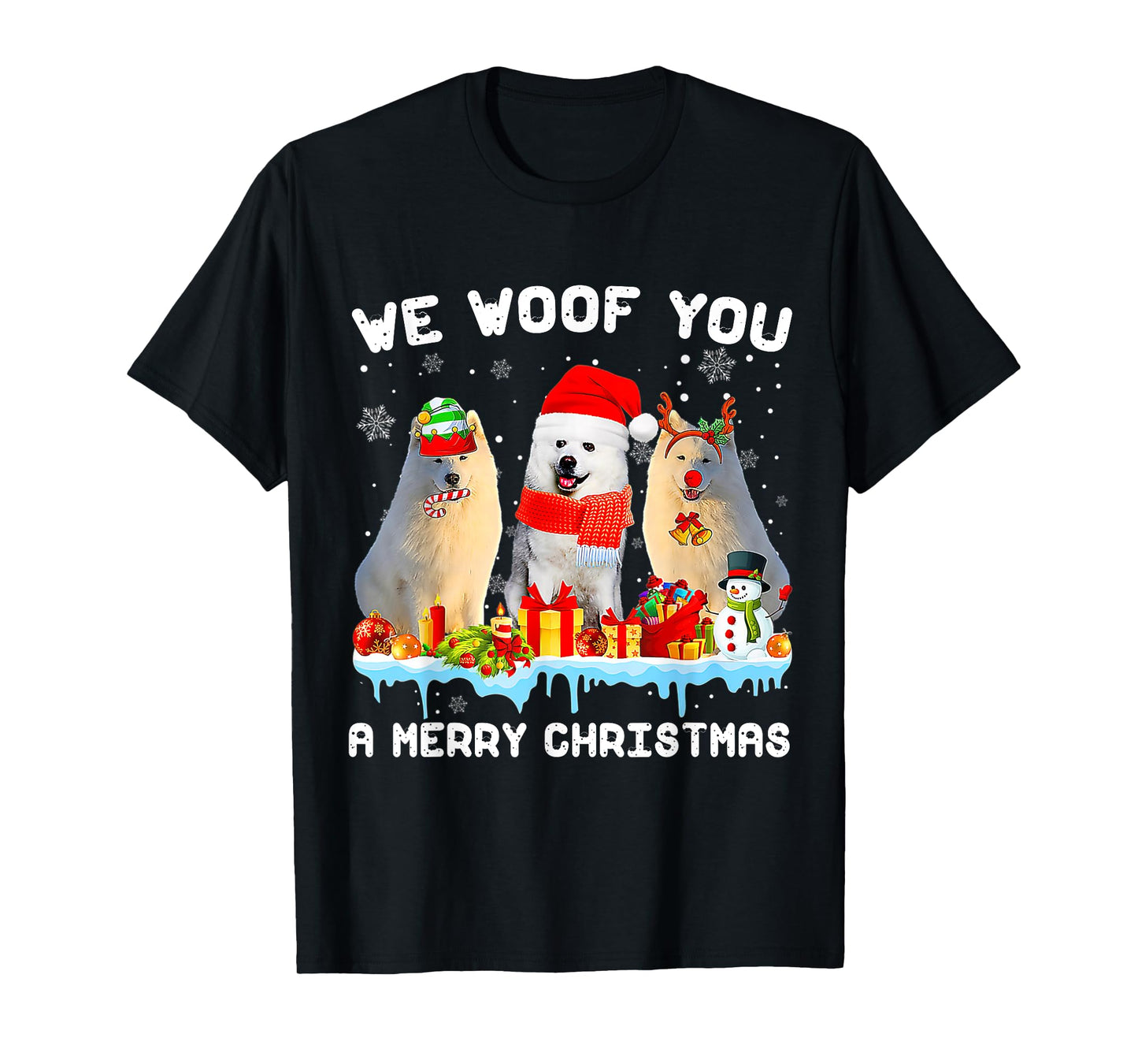 Funny Merry Woofmas American Eskimo Christmas Ornaments T-Shirt